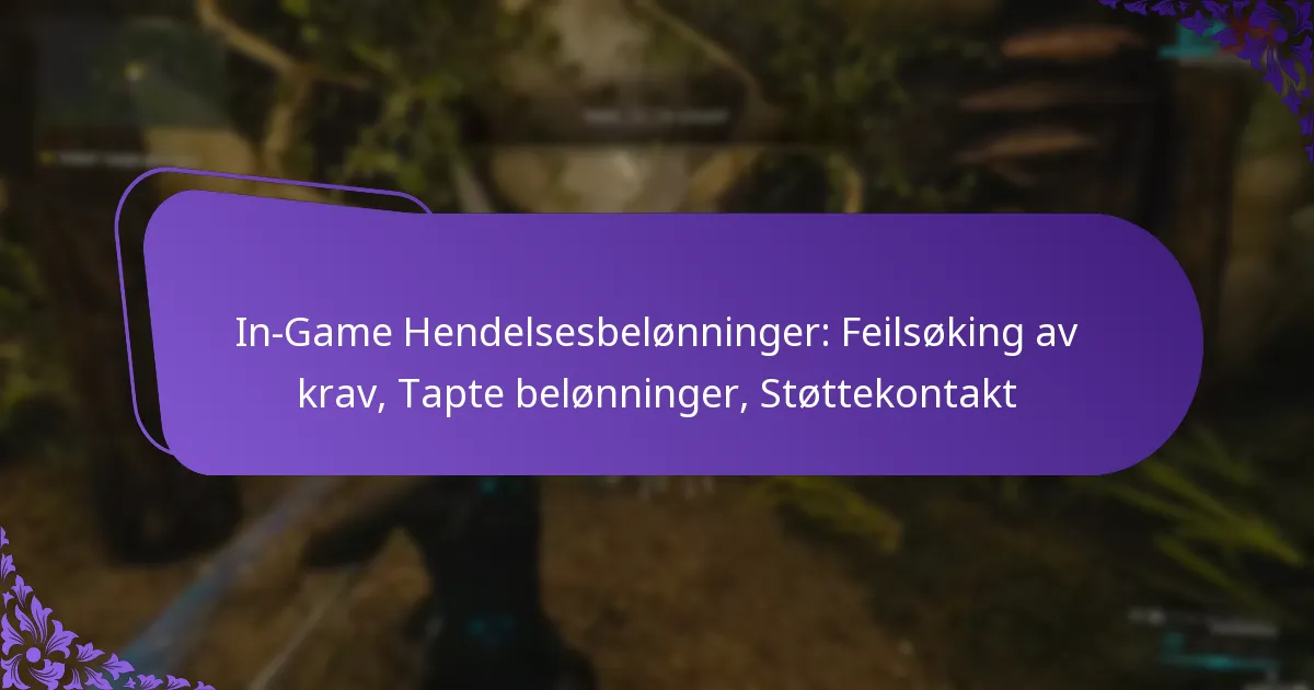 In-Game Hendelsesbelønninger: Feilsøking av krav, Tapte belønninger, Støttekontakt